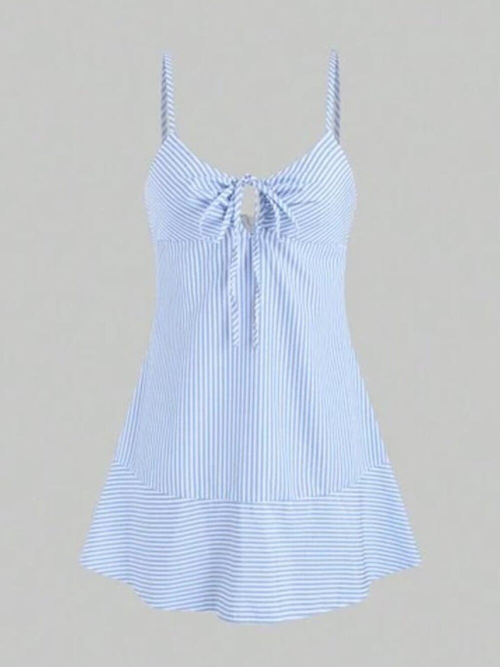 Blue and White Striped Spaghetti Strap Mini Dress - Women's Size Medium